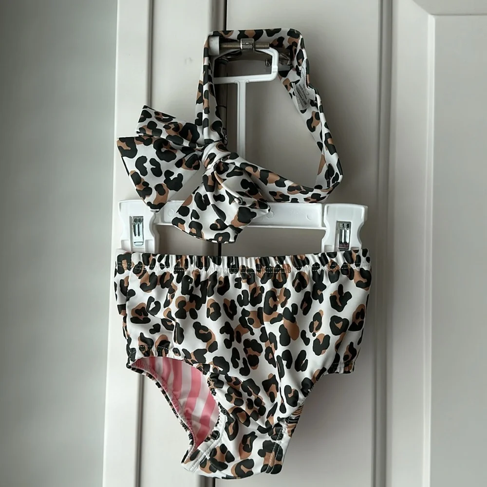 Mud Pie Leopard Print Kids Swim Set - Picture 2 of 7
